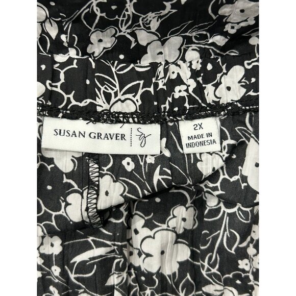 Susan Graver Womens Black White Floral Tiered Skirt Sz 2X - Picture 5 of 8